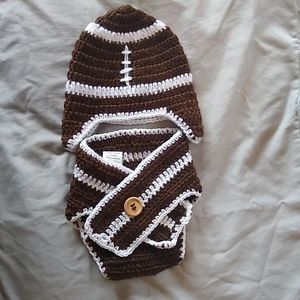Newborn Football Beanie and Diaper cover set